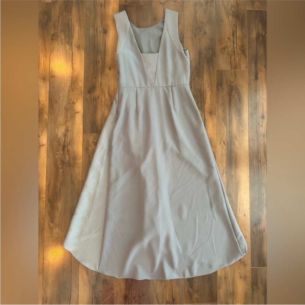 Banana Republic Gray Fit & Flare Midi Dress 0 Wedding Guest Bridesmaid - Picture 4 of 7